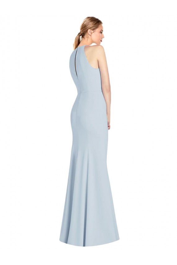 Long Sleeveless Stretch Crepe Light Sky Blue Trumpet Keyhole Back Prom Dress Canada Online