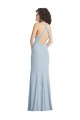 Long Sleeveless Stretch Crepe Light Sky Blue Trumpet High Neck Prom Dress Canada Online