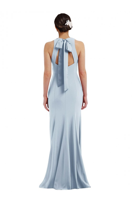 Long Sleeveless Stretch Crepe Light Sky Blue Trumpet Jewel Neck Prom Dress Canada Online
