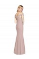 Long Sleeveless Stretch Crepe Dusty Pink Trumpet Prom Dress Canada Online