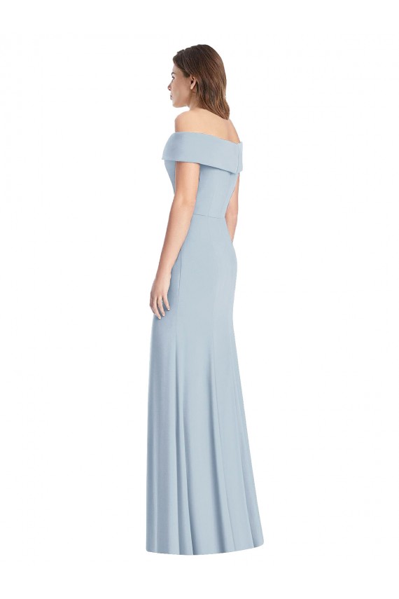 Long Sleeveless Stretch Crepe Light Sky Blue Off the Shoulder Trumpet Prom Dress Canada Online