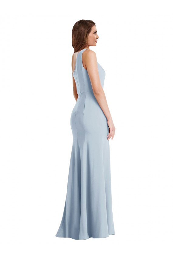 Long Sleeveless Stretch Crepe Light Sky Blue Trumpet Prom Dress Canada Online