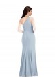 Long Sleeveless Stretch Crepe Light Sky Blue One Shoulder Trumpet Prom Dress Canada Online