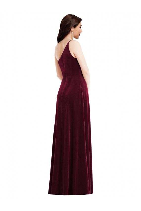 Long Sleeveless Stretch Velvet Burgundy Trumpet Black Tie Prom Dress Canada Online