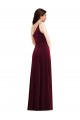 Long Sleeveless Stretch Velvet Burgundy Trumpet Black Tie Prom Dress Canada Online