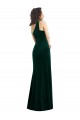 Long Sleeveless Stretch Velvet Dark Green Trumpet Black Tie Prom Dress Canada Online