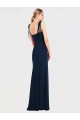 Long Sleeveless Stretch Crepe Dark Navy Trumpet Prom Dress Canada Online