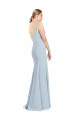 Long Sleeveless Stretch Crepe Light Sky Blue Trumpet V-Neck Prom Dress Canada Online