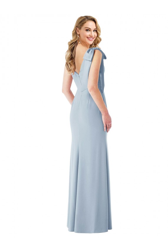 Long Sleeveless Stretch Crepe Light Sky Blue V-Neck Trumpet Prom Dress Canada Online