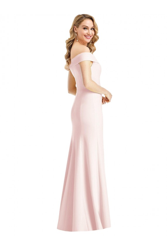 Long Sleeveless Stretch Crepe Pink Trumpet Prom Dress Canada Online