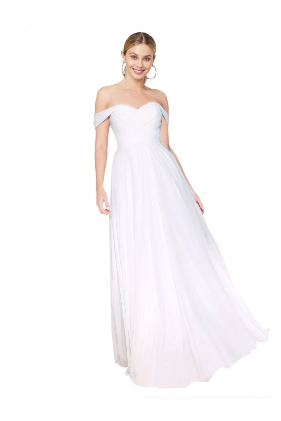 Long Sleeveless Soft Chiffon White A-Line Prom Dress Canada Online