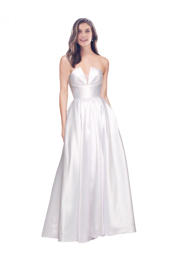 Long Sleeveless Stretch Satin White A-Line Prom Dress Canada Online