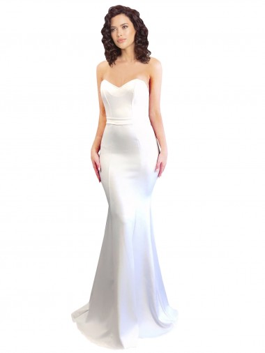 Long Sleeveless Stretch Crepe White Mermaid Prom Dress Canada Online
