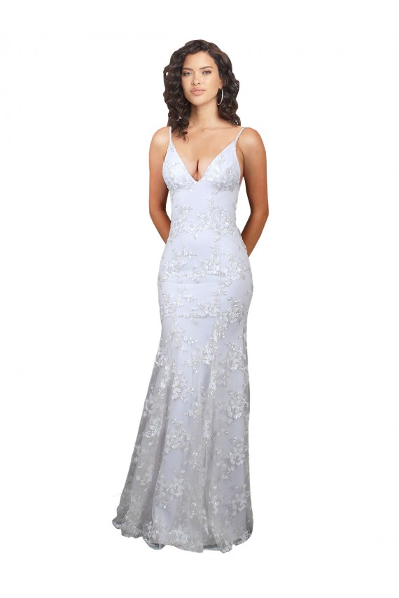 Long Sleeveless Stretch Crepe & Sequin Tulle White Mermaid Prom Dress Canada Online