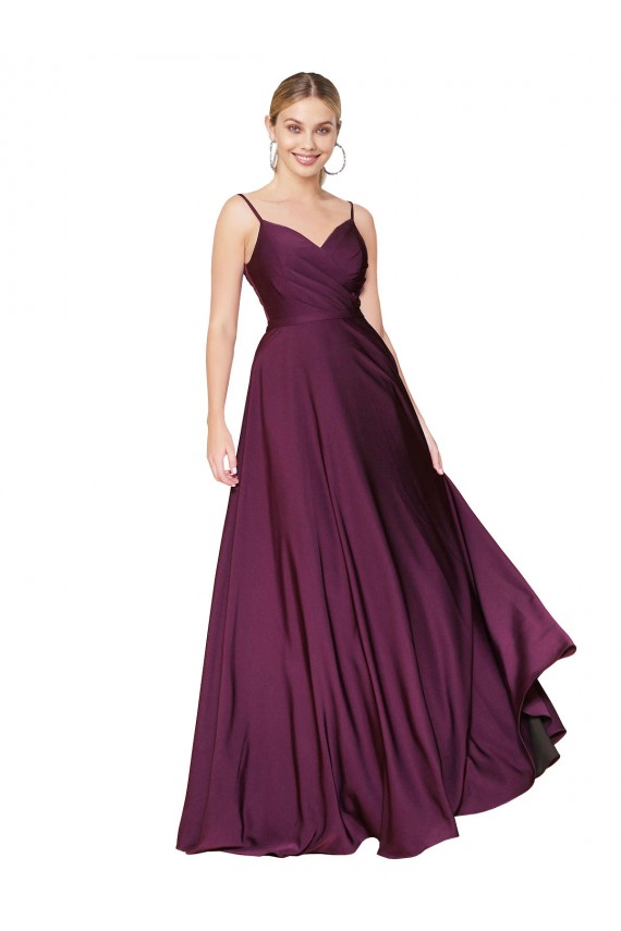 Long Sleeveless Stretch Crepe Wild Berry A-Line Prom Dress Canada Online